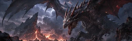 Dragão sobre terras vulcânicas